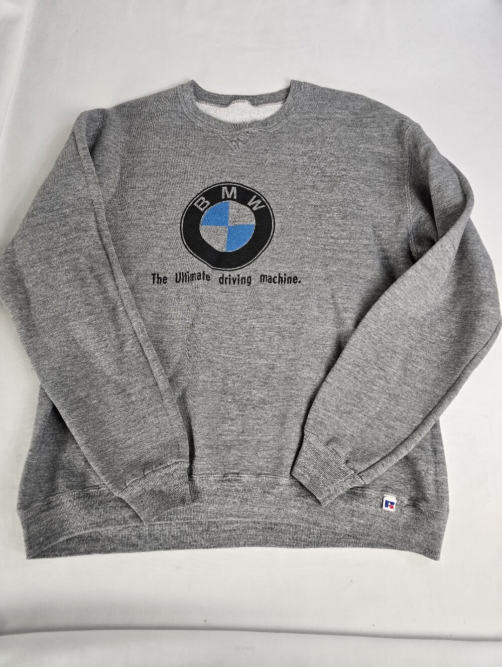 Vintage BMW The Ultimate Driving Machine Russell Gray Pullover Sweatshirt